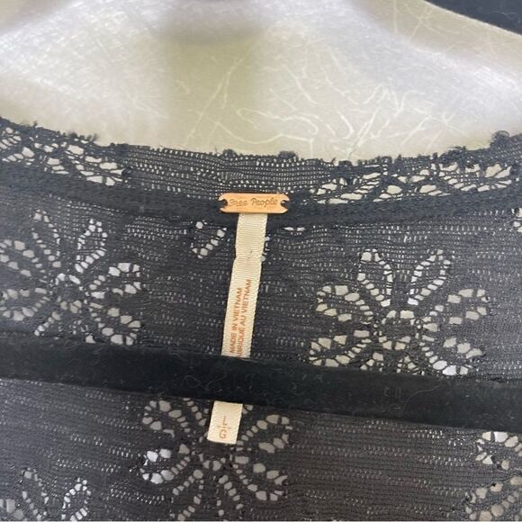 FREE People Square Neck Floral Lace Dress Black L - Picture 3 of 6